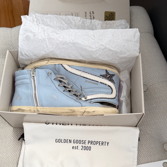 Golden Goose Women's Sneakers - Silver and Light Blue - Picture 8 of 10